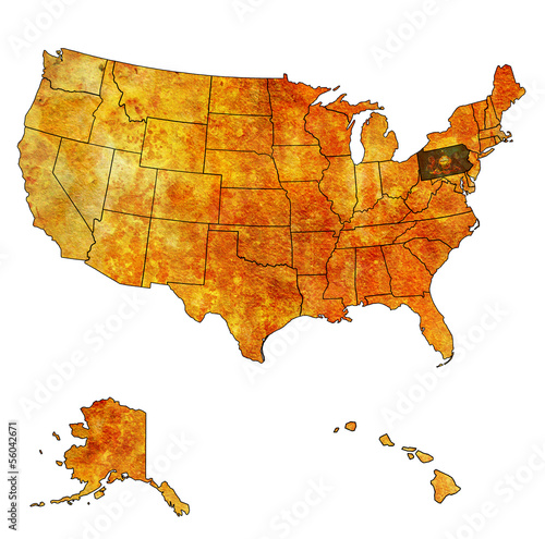 Illustration: pennsylvania on map of usa pennsylvania on map of usa