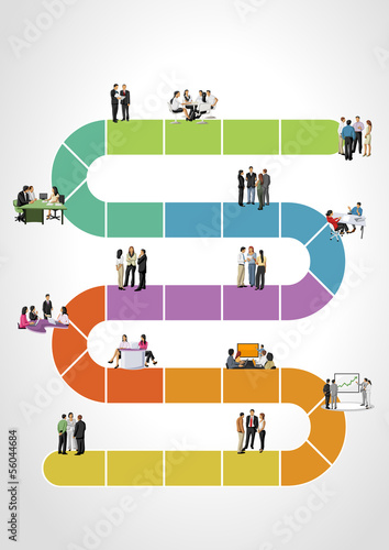 Vector: Template for brochure with business people on work flow Template for brochure with business people on work flow