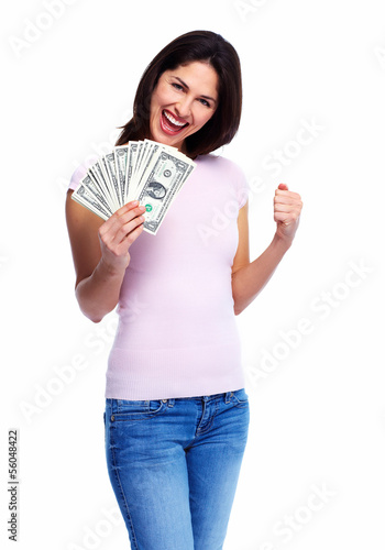 Photo: Woman holding money Woman holding money