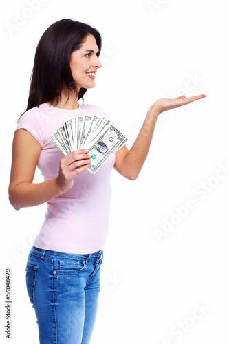 Photo: Woman holding money Woman holding money