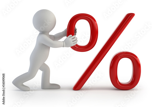 Illustration: 3d small people - percent symbol 3d small people - percent symbol