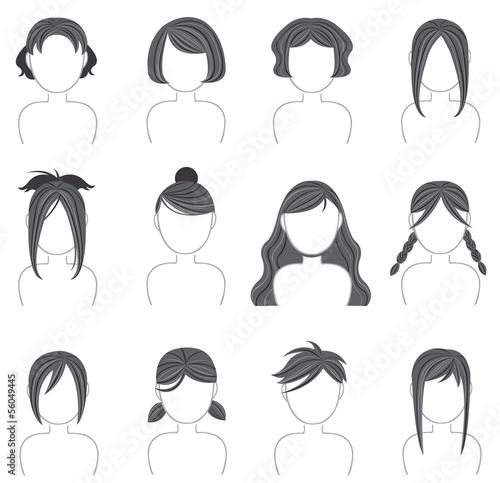 Vector: Silhouette hairstyle icon collection set 3 Silhouette hairstyle icon collection set 3