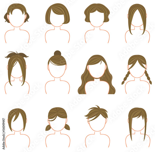 Vector: Gold hairstyle icon collection set 3 Gold hairstyle icon collection set 3