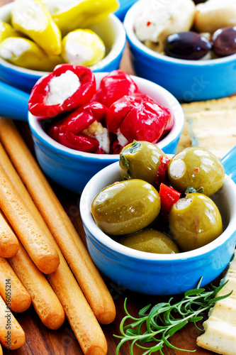 Photo: Mediterranean cuisine - antipasti and grissini Mediterranean cuisine - antipasti and grissini