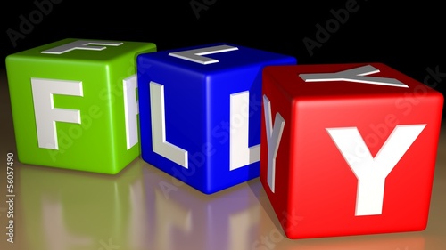 Illustration: Fly colored cubes Fly colored cubes