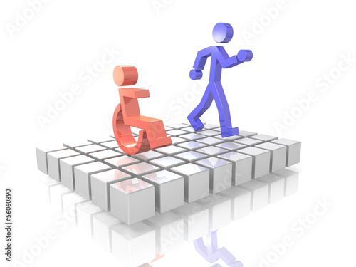 Illustration: Coexistence of people with disabilities and able-bodied person Coexistence of people with disabilities and able-bodied person