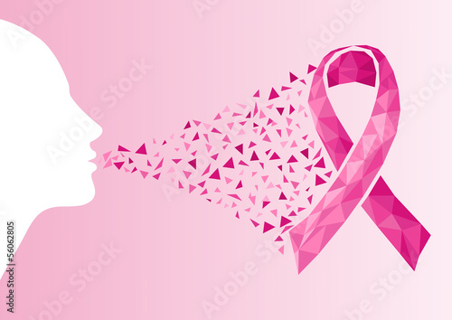 Vector: Breast cancer awareness ribbon transparency woman face. Breast cancer awareness ribbon transparency woman face.