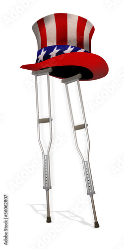 Illustration: American Health Care on Crutches. American Health Care on Crutches.