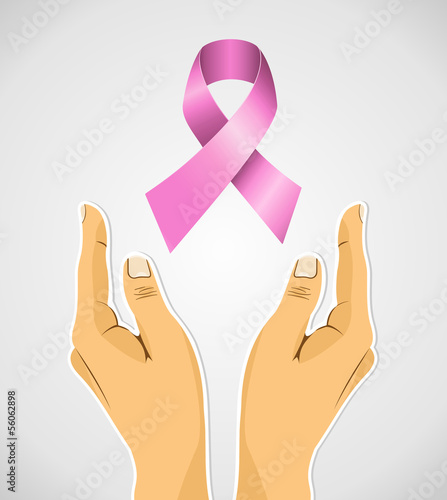 Vector: Breast cancer awareness ribbon human hands composition EPS10 fil Breast cancer awareness ribbon human hands composition EPS10 fil