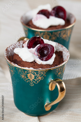 Photo: Raw vegan avocado chocolate mousse with cherries Raw vegan avocado chocolate mousse with cherries