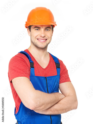 Photo: portrait of happy worker in uniform portrait of happy worker in uniform