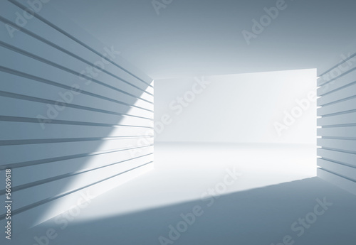 Illustration: Blue abstract 3d interior with angle of light in gate Blue abstract 3d interior with angle of light in gate