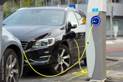 Photo: Electric cars at charging station Electric cars at charging station
