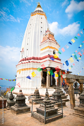Photo: White stupa in Swayambhunath Monkey temple , Kathmandu, Nepal White stupa in Swayambhunath Monkey temple , Kathmandu, Nepal