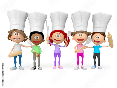 Illustration: 3D group of cooks 3D group of cooks
