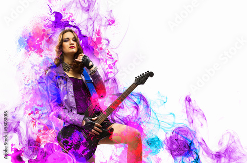 Photo: Rock passionate girl with black wings Rock passionate girl with black wings