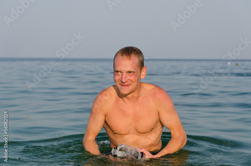 Photo: Man with goggles and snorkel Man with goggles and snorkel