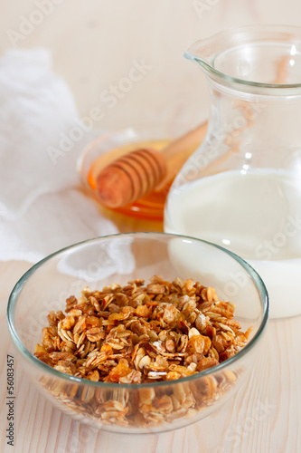 Photo: Granola with milk and honey Granola with milk and honey