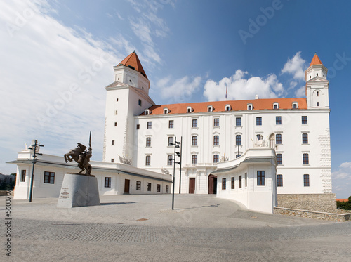 Photo: Bratislava castle with statue of King Svatopluk Bratislava castle with statue of King Svatopluk