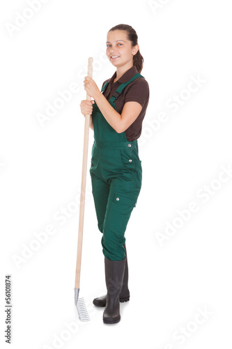 Photo: Female Gardner With Gardening Tools Female Gardner With Gardening Tools