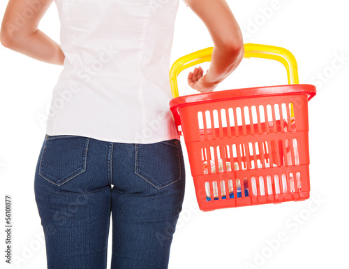 Photo: Woman holding shopping basket Woman holding shopping basket