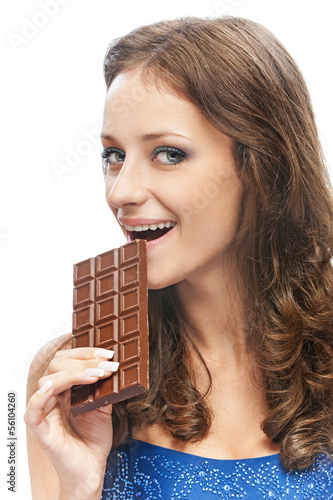Photo: Woman with chocolate bar Woman with chocolate bar