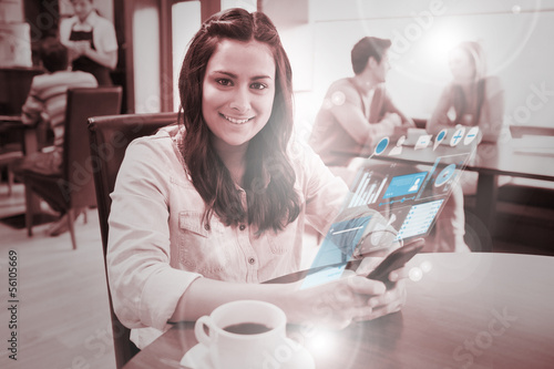 Photo: Cheerful young woman studying on futuristic smartphone Cheerful young woman studying on futuristic smartphone