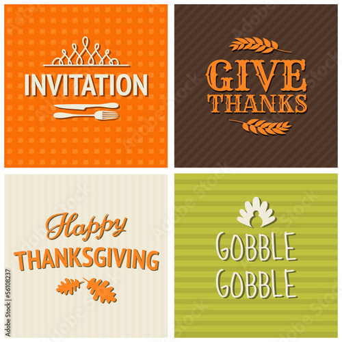 Vector: Thanksgiving Cards Collection Thanksgiving Cards Collection