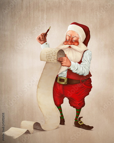Illustration: Santa Claus and the list of gifts Santa Claus and the list of gifts