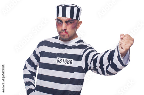 Photo: Prisoner with bad bruises on white Prisoner with bad bruises on white