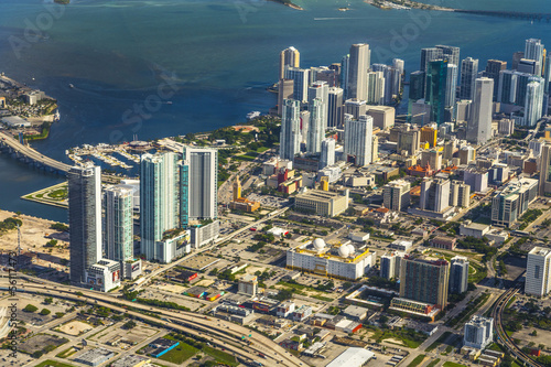 Photo: aerial of town and beach of Miami aerial of town and beach of Miami