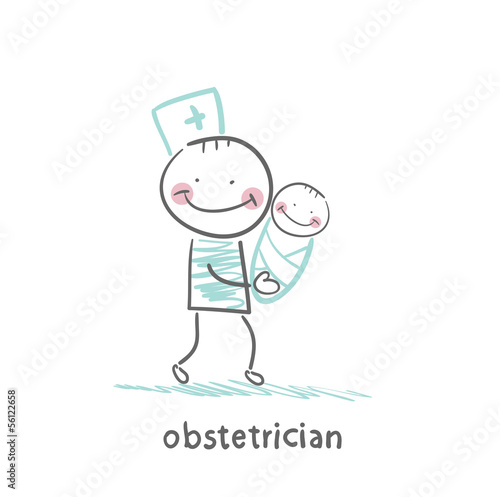 Vector: obstetrician with baby obstetrician with baby