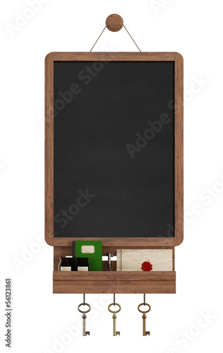 Illustration: Vintage blackboard with shelf Vintage blackboard with shelf