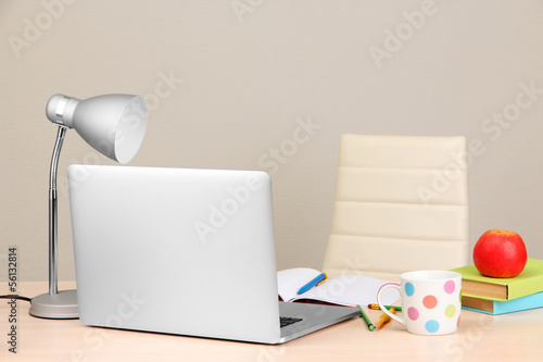 Photo: Home workplace with computer, close up Home workplace with computer, close up