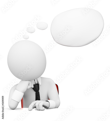 Illustration: 3D white people. Businessman with thought bubble 3D white people. Businessman with thought bubble