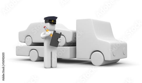 Illustration: Police officer towing auto Police officer towing auto