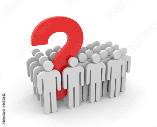 Illustration: People with question. Teamwork metaphor People with question. Teamwork metaphor