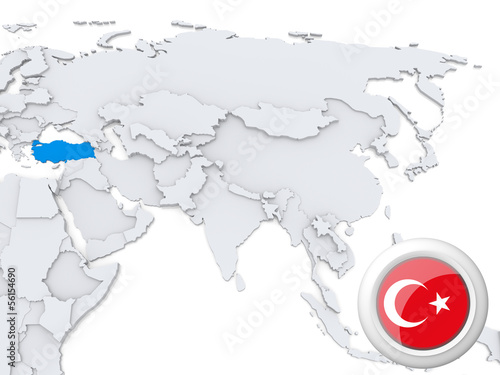 Illustration: Turkey on map of Asia Turkey on map of Asia