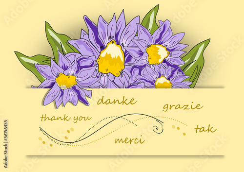 Vector: Grusskarte Danke mit Blume Grusskarte Danke mit Blume