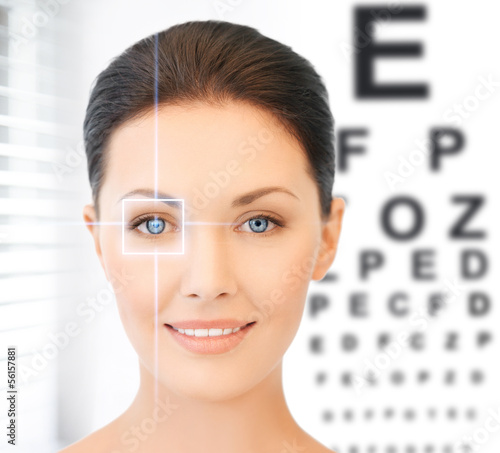 Photo: woman and eye chart woman and eye chart