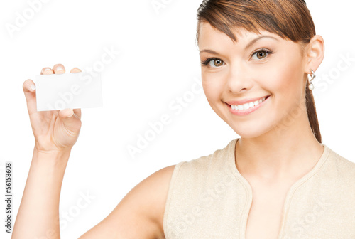 Photo: woman with blank business or name card woman with blank business or name card