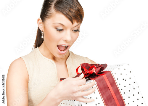 Photo: happy woman with gift box happy woman with gift box