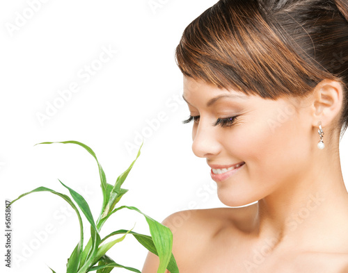 Photo: woman with green sprout woman with green sprout