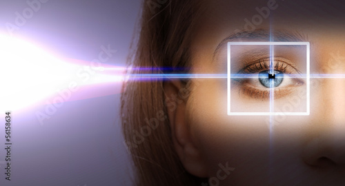 Photo: woman eye with laser correction frame woman eye with laser correction frame