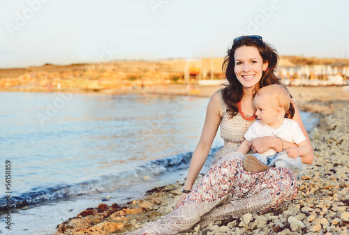 Photo: mother and son near the sea mother and son near the sea