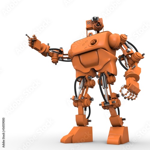 Illustration: Humanoider Roboter zeigt etwas Humanoider Roboter zeigt etwas