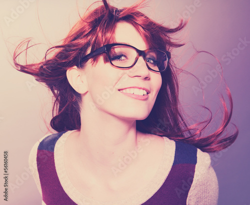 Photo: girl with glasses laughing / fashion light leak 11 girl with glasses laughing / fashion light leak 11