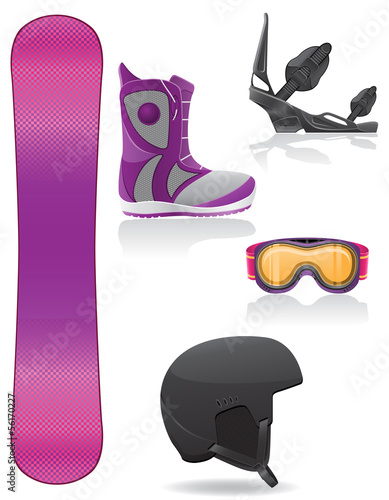 Vector: set icons equipment for snowboarding vector illustration set icons equipment for snowboarding vector illustration