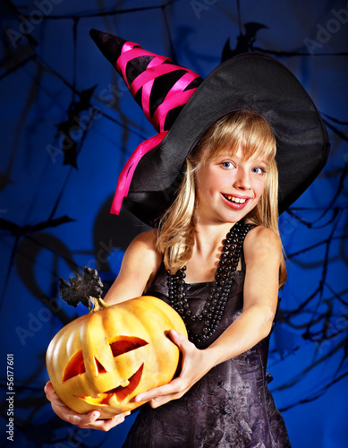 Photo: Witch child at Halloween party. Witch child at Halloween party.