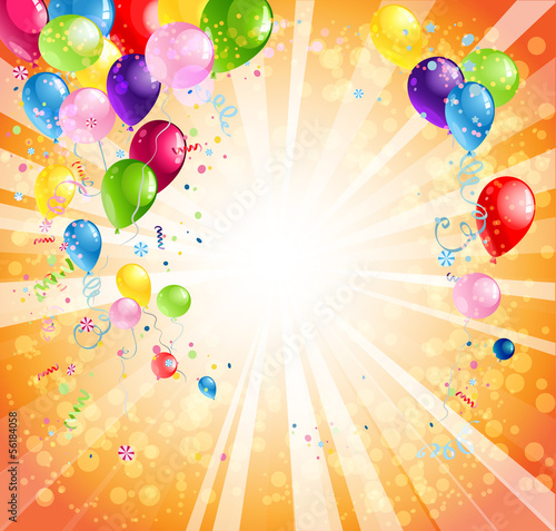 Vector: Bright holiday background with balloons Bright holiday background with balloons